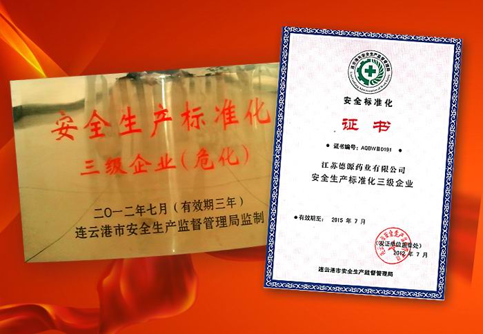 公司獲得“?；菲髽I(yè)安全標(biāo)準(zhǔn)化”證書